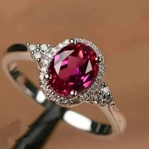 Red & White Round Crystal White Gold Plated Ring